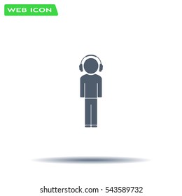 man with headphones vector icon