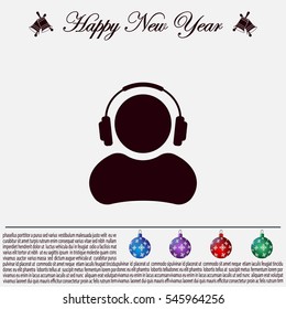 man with headphones vector icon