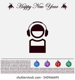 man with headphones vector icon