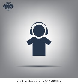 man with headphones vector icon