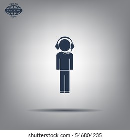 man with headphones vector icon