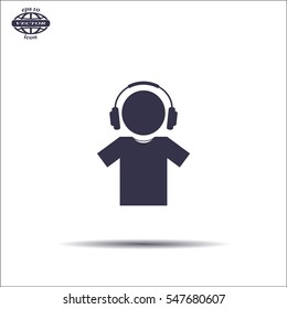 man with headphones vector icon