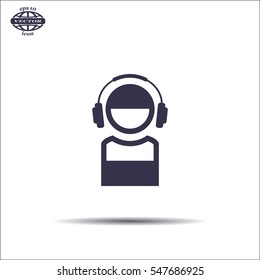 man with headphones vector icon