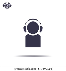 man with headphones vector icon