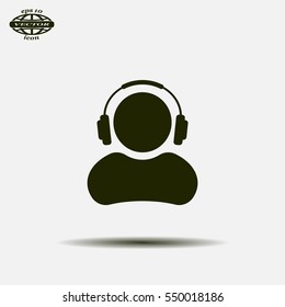 man with headphones vector icon