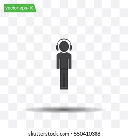 man with headphones vector icon
