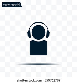 man with headphones vector icon