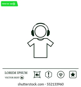 man with headphones vector icon