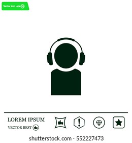 man with headphones vector icon