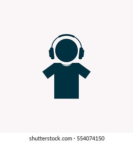 man with headphones vector icon