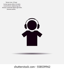 man with headphones vector icon