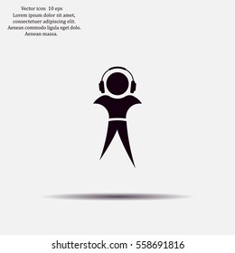 man with headphones vector icon
