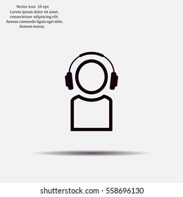 man with headphones vector icon