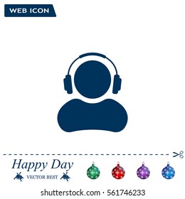 man with headphones vector icon
