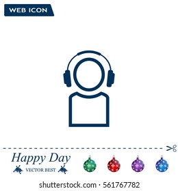 man with headphones vector icon