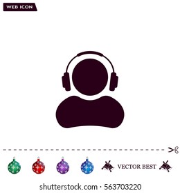 man with headphones vector icon