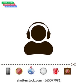 man with headphones vector icon