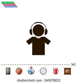 man with headphones vector icon