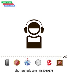 man with headphones vector icon