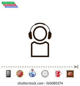man with headphones vector icon