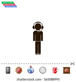 man with headphones vector icon