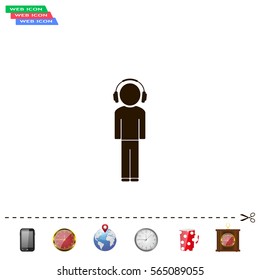 man with headphones vector icon