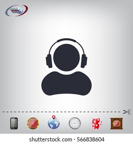 man with headphones vector icon