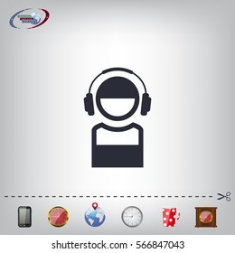 man with headphones vector icon