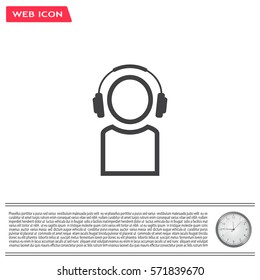 man with headphones vector icon