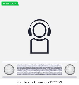 man with headphones vector icon