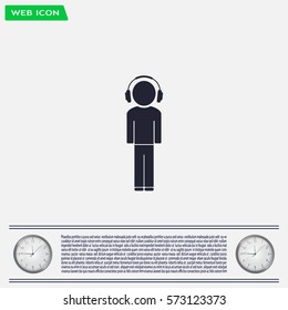 man with headphones vector icon