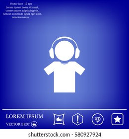 man with headphones vector icon