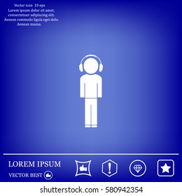 man with headphones vector icon