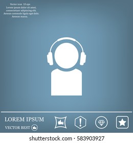 man with headphones vector icon