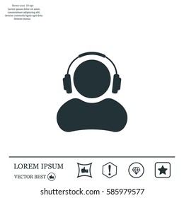 man with headphones vector icon