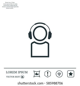 man with headphones vector icon