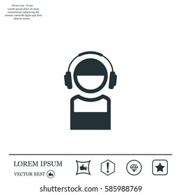 man with headphones vector icon