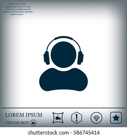 man with headphones vector icon