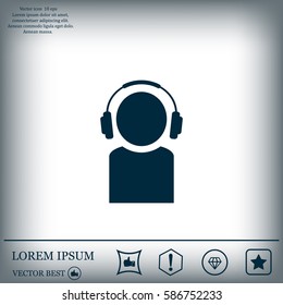man with headphones vector icon