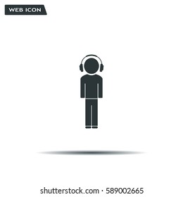man with headphones vector icon