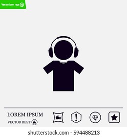 man with headphones vector icon
