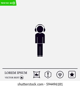 man with headphones vector icon