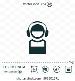 man with headphones vector icon