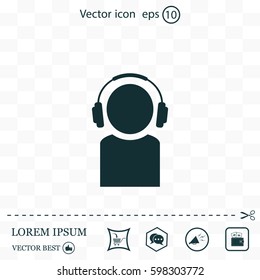 man with headphones vector icon