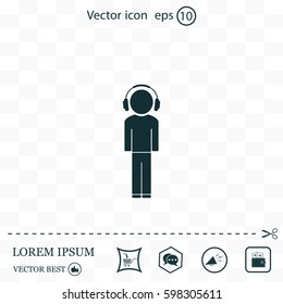 man with headphones vector icon