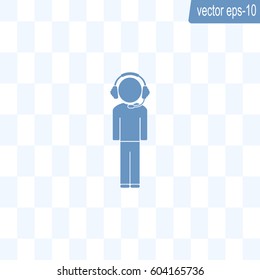 man with headphones vector icon