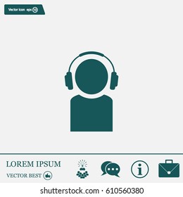 man with headphones vector icon
