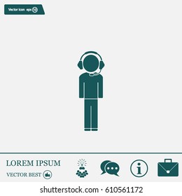 man with headphones vector icon