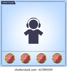 man with headphones vector icon