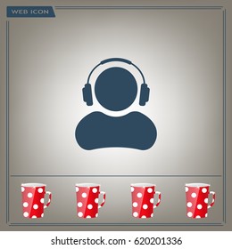 man with headphones vector icon